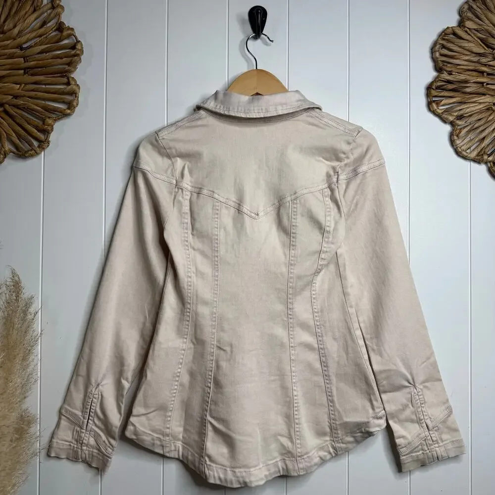 Free People denim jacket tunic boho XS